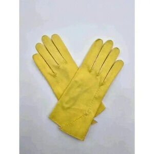Vtg Wear Right Women's Size 6.5 Yellow Suede Gloves